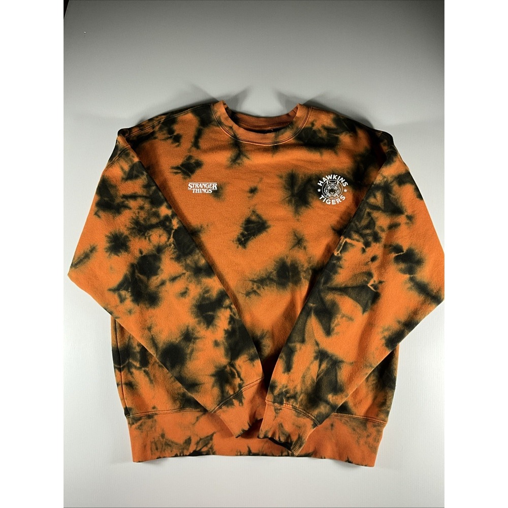 H&M  x Stranger Things Netflix Hawkins High School Sweatshirt Tie dye SMALL